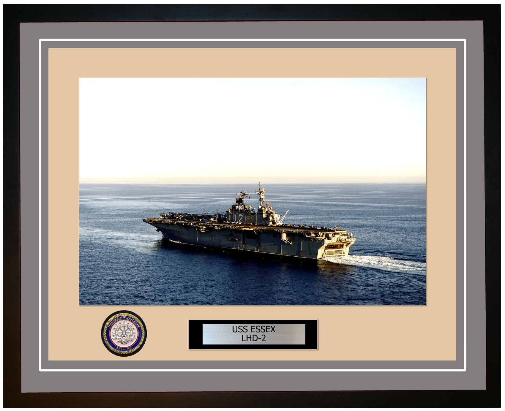 USS Essex LHD-2 Framed Navy Ship Photo Grey