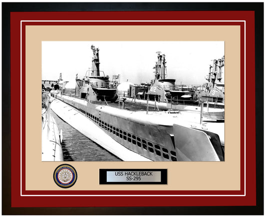 USS Hackleback SS-295 Framed Navy Ship Photo Burgundy