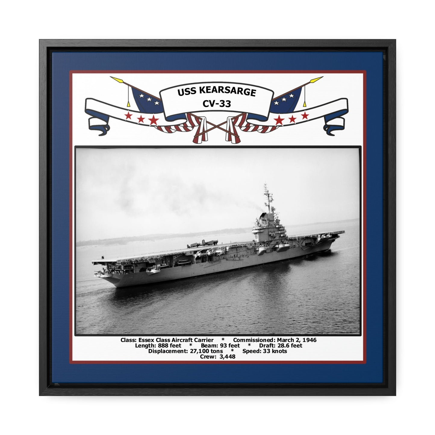 USS Kearsarge CV-33 Navy Floating Frame Photo Front View
