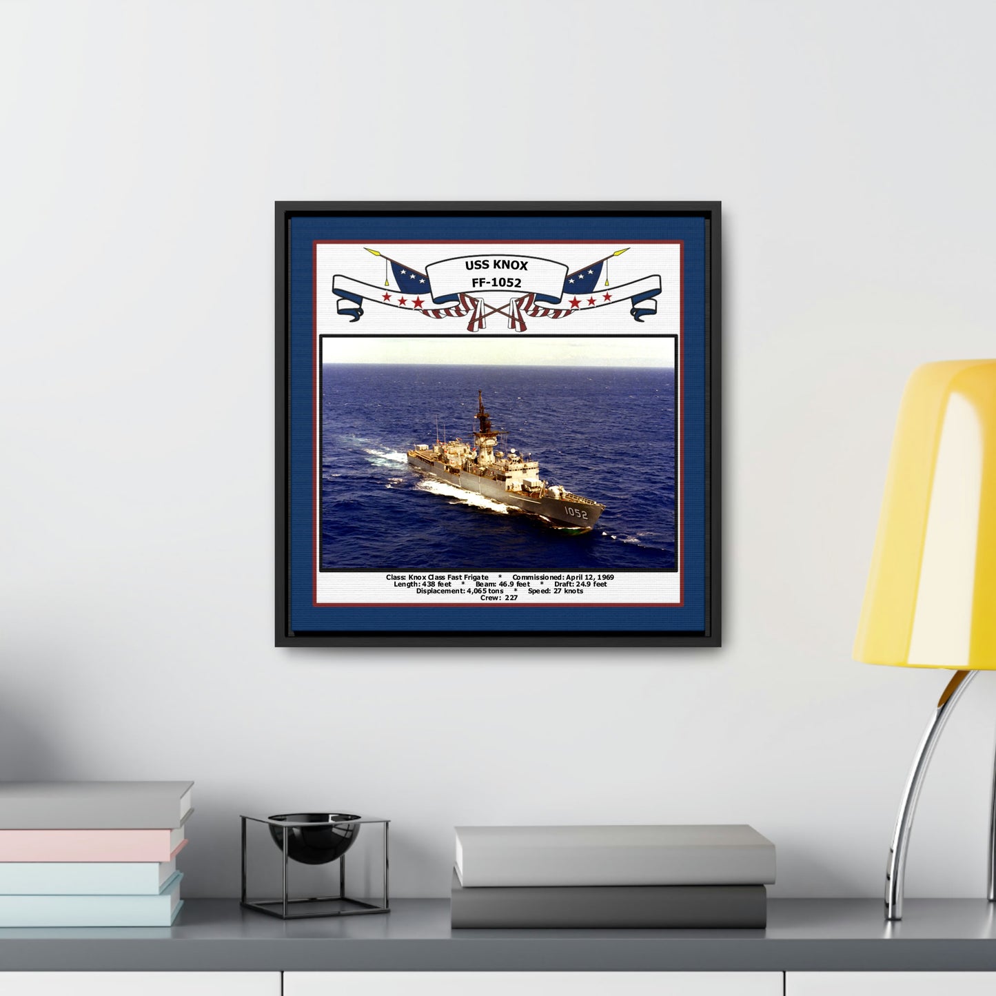 USS Knox FF-1052 Navy Floating Frame Photo Desk View