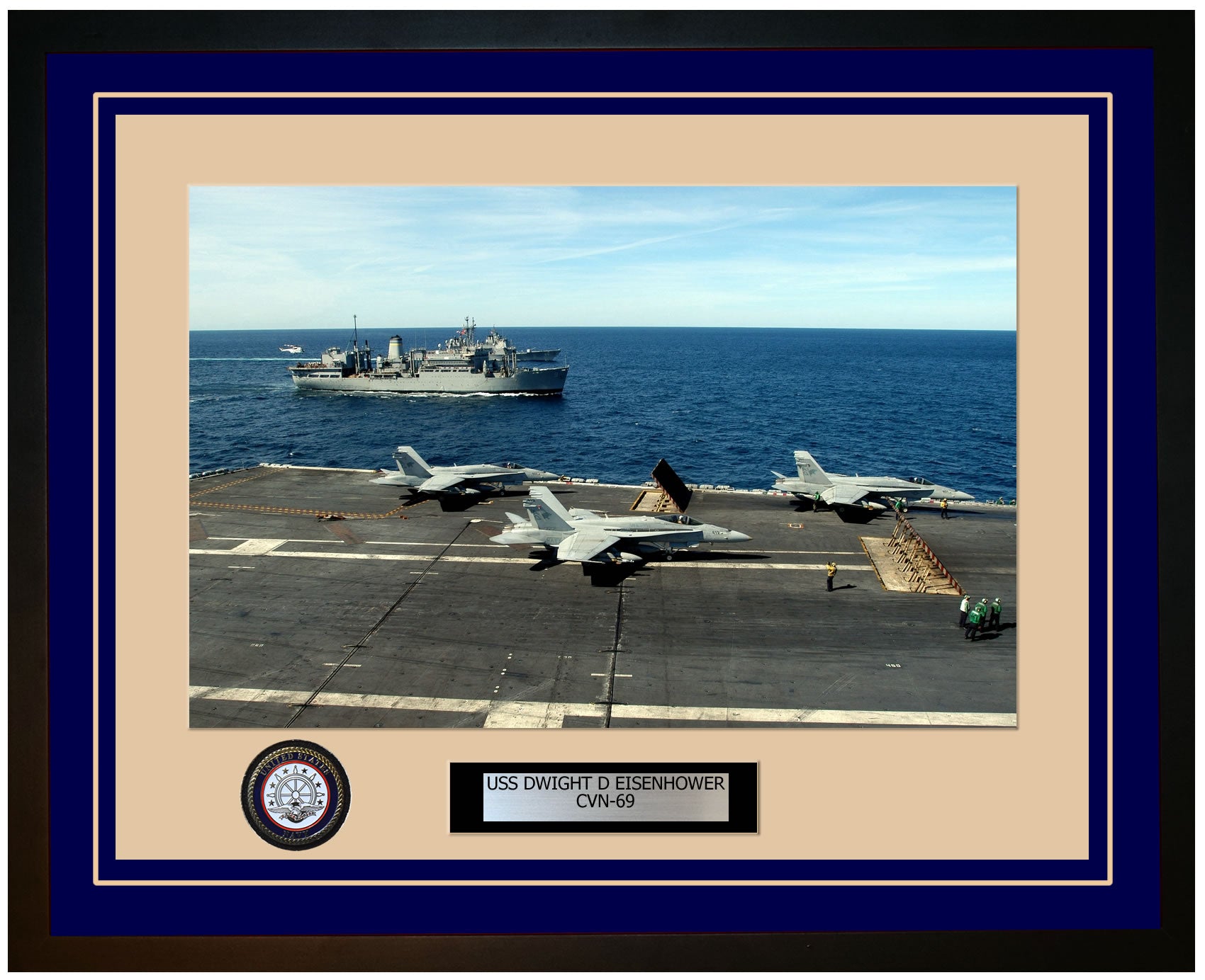 USS DWIGHT D EISENHOWER CVN-69 Framed Navy Ship Photo Blue