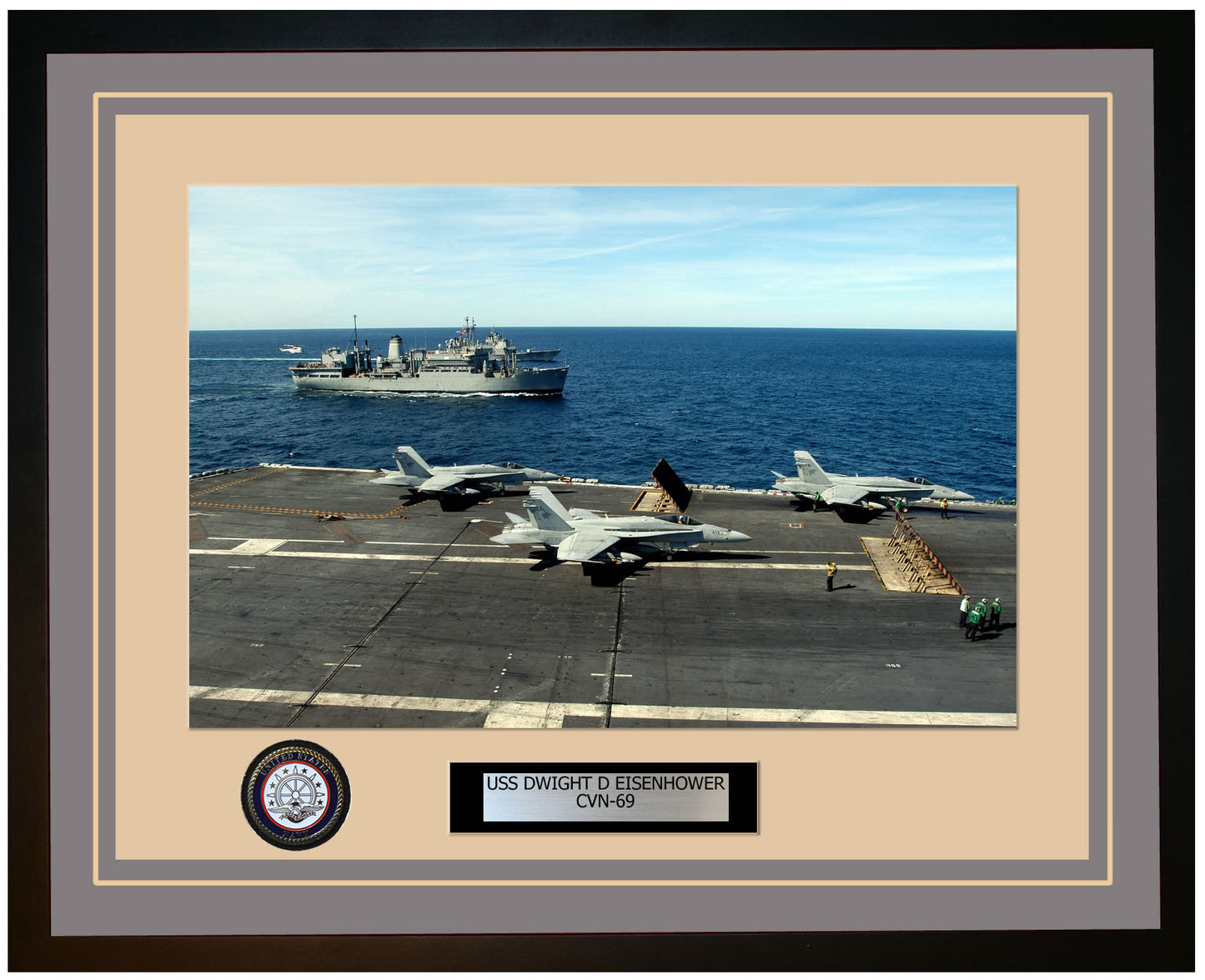 USS DWIGHT D EISENHOWER CVN-69 Framed Navy Ship Photo Grey