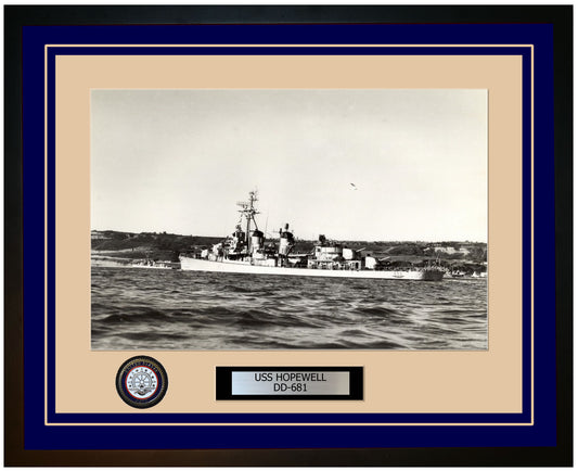 USS HOPEWELL DD-681 Framed Navy Ship Photo Blue