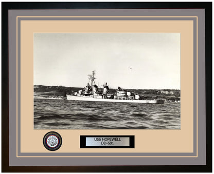USS HOPEWELL DD-681 Framed Navy Ship Photo Grey