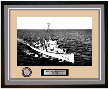 USS J Douglas Blackwood DE-219 Framed Navy Ship Photo Grey