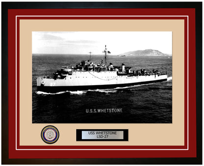USS Whetstone LSD-27 Framed Navy Ship Photo Burgundy