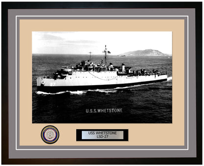 USS Whetstone LSD-27 Framed Navy Ship Photo Grey
