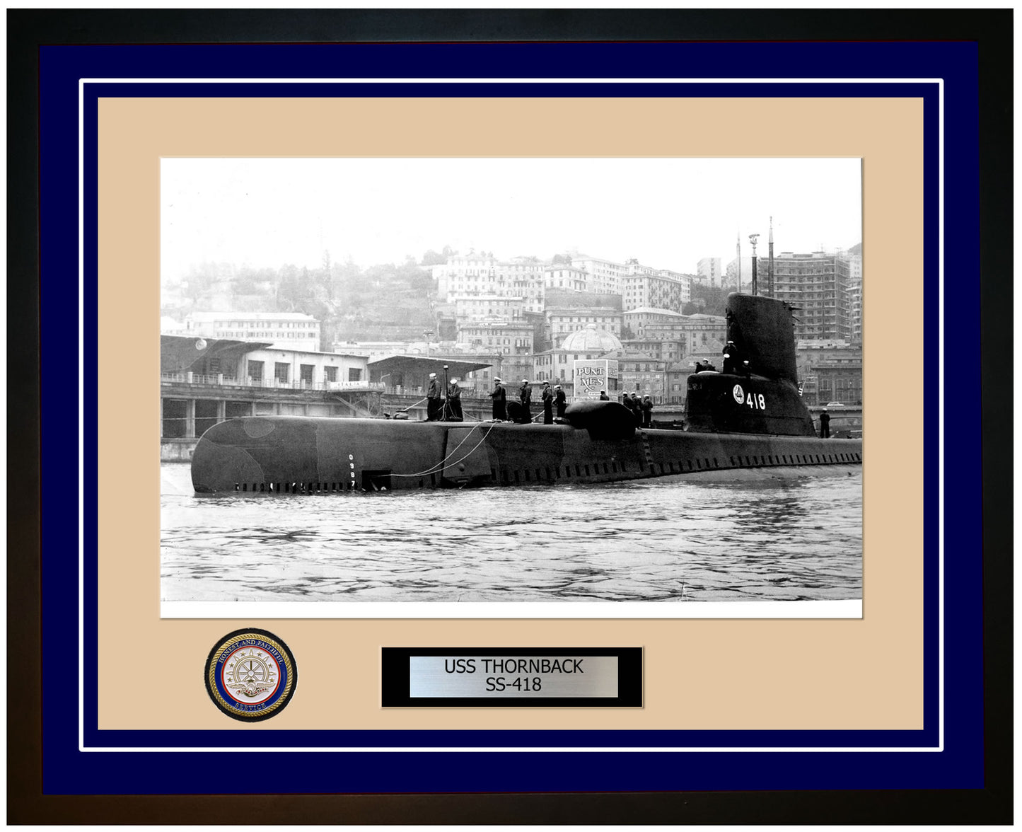 USS Thornback SS-418 Framed Navy Ship Photo Blue