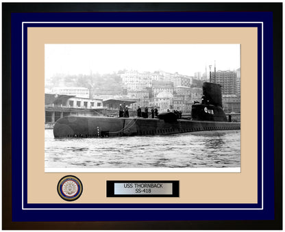 USS Thornback SS-418 Framed Navy Ship Photo Blue