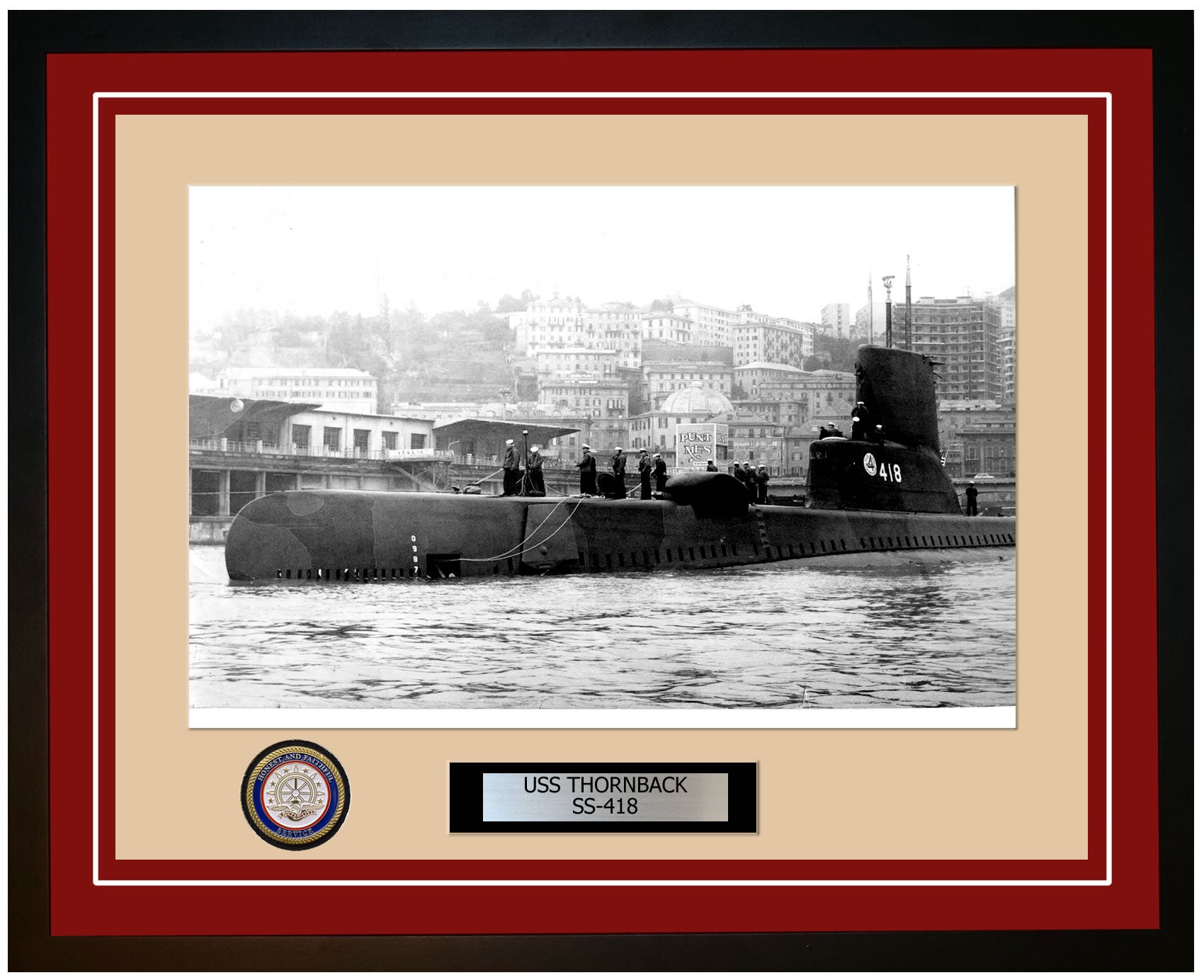 USS Thornback SS-418 Framed Navy Ship Photo Burgundy