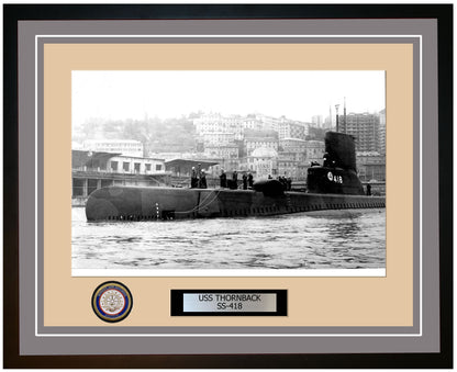 USS Thornback SS-418 Framed Navy Ship Photo Grey