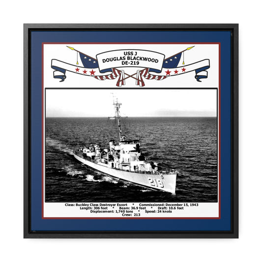 USS J Douglas Blackwood DE-219 Navy Floating Frame Photo Front View