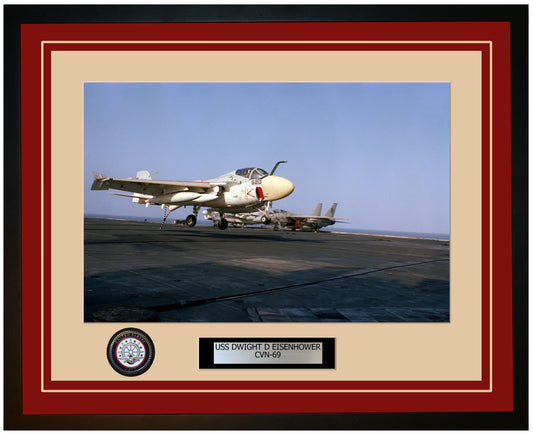 USS DWIGHT D EISENHOWER CVN-69 Framed Navy Ship Photo Burgundy