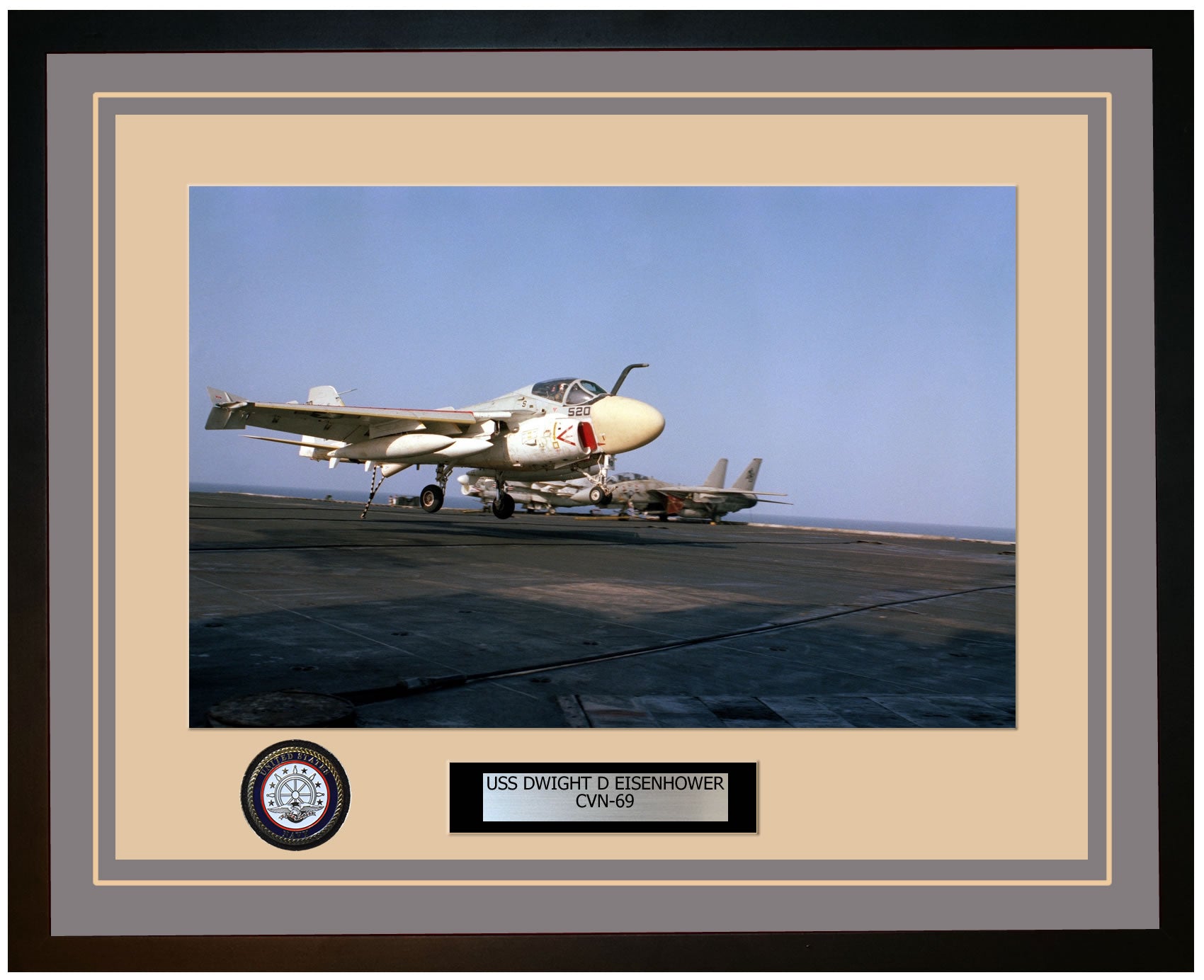 USS DWIGHT D EISENHOWER CVN-69 Framed Navy Ship Photo Grey
