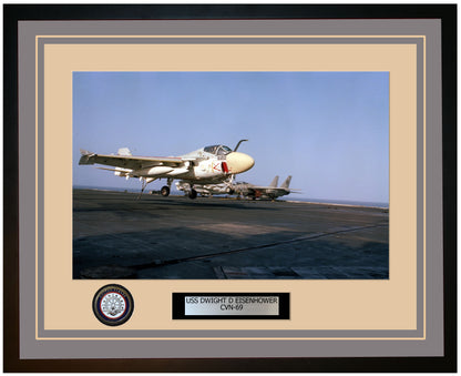 USS DWIGHT D EISENHOWER CVN-69 Framed Navy Ship Photo Grey