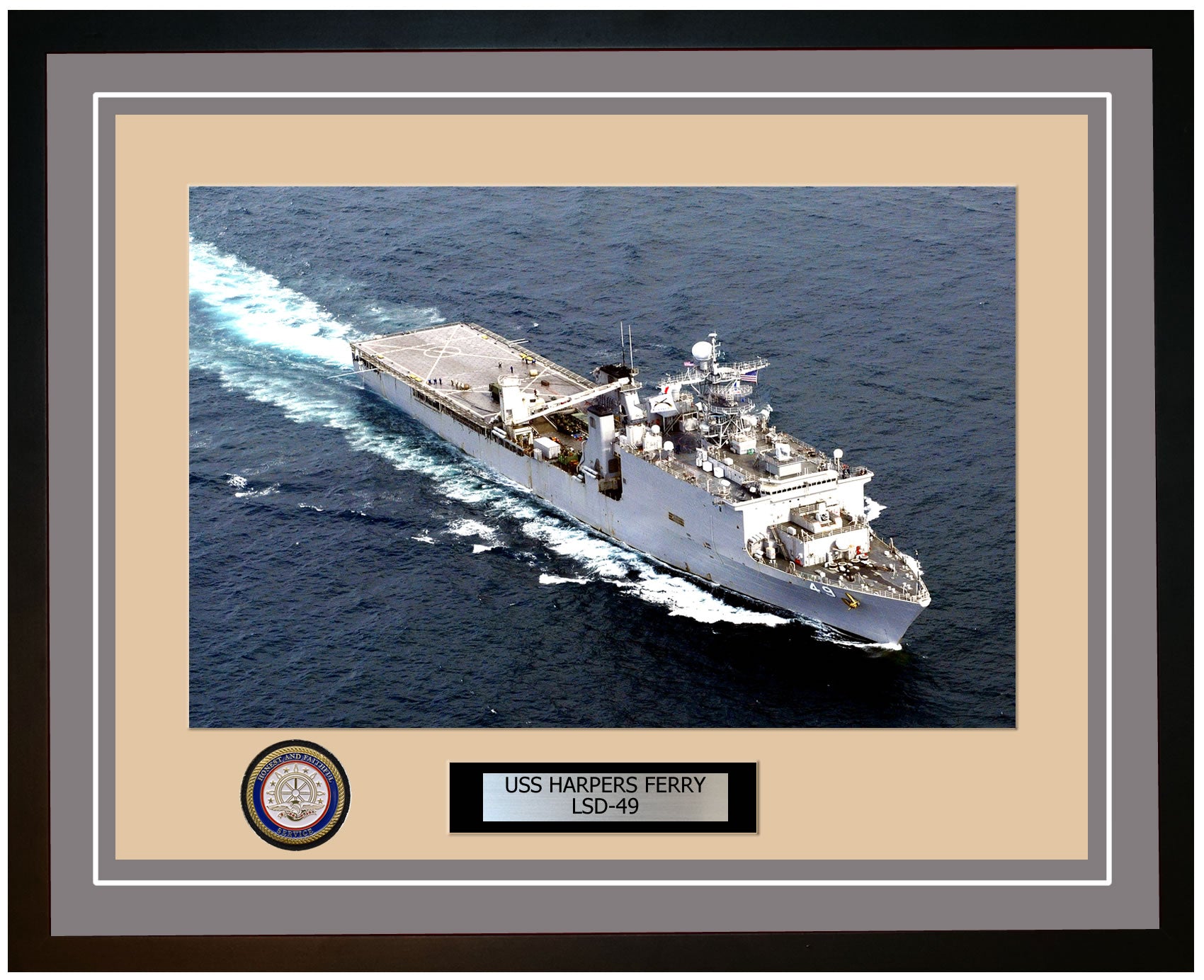 USS Harpers Ferry LSD-49 Framed Navy Ship Photo Grey