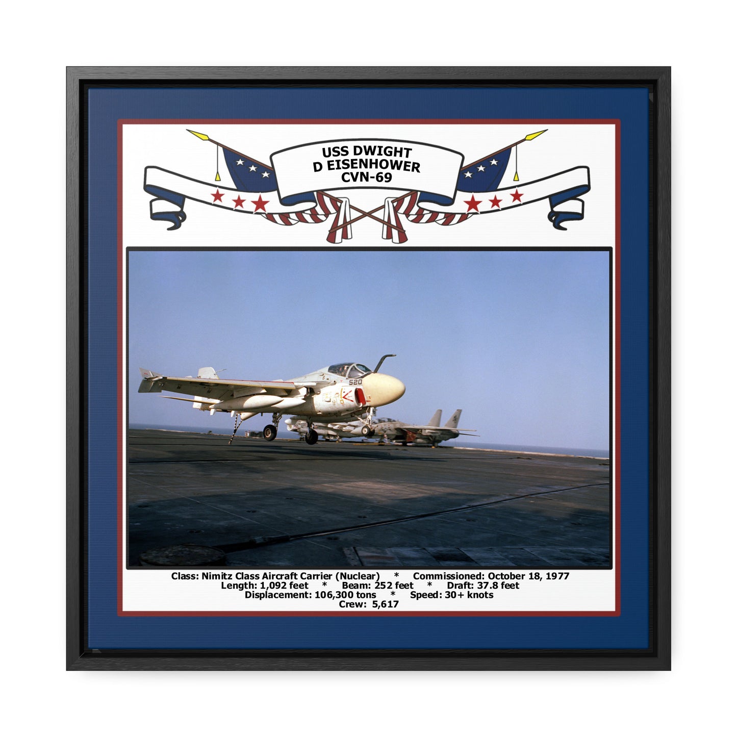 USS Dwight D Eisenhower CVN-69 Navy Floating Frame Photo Front View