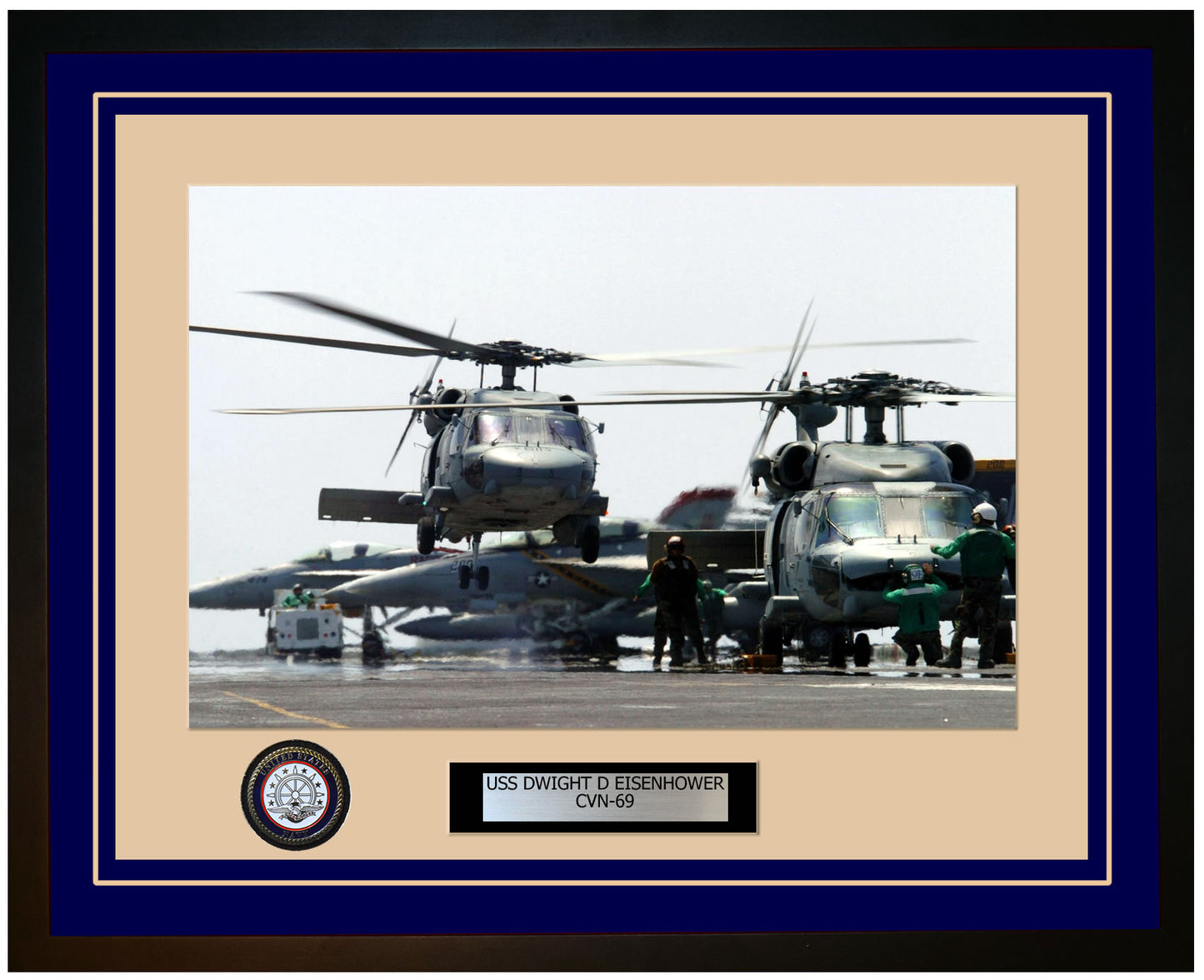 USS DWIGHT D EISENHOWER CVN-69 Framed Navy Ship Photo Blue