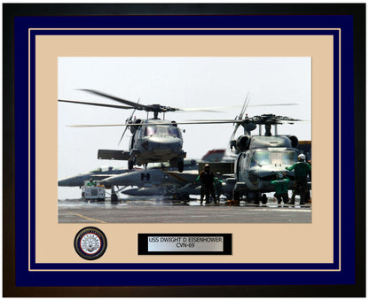 USS DWIGHT D EISENHOWER CVN-69 Framed Navy Ship Photo Blue