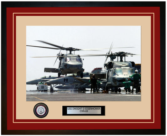 USS DWIGHT D EISENHOWER CVN-69 Framed Navy Ship Photo Burgundy