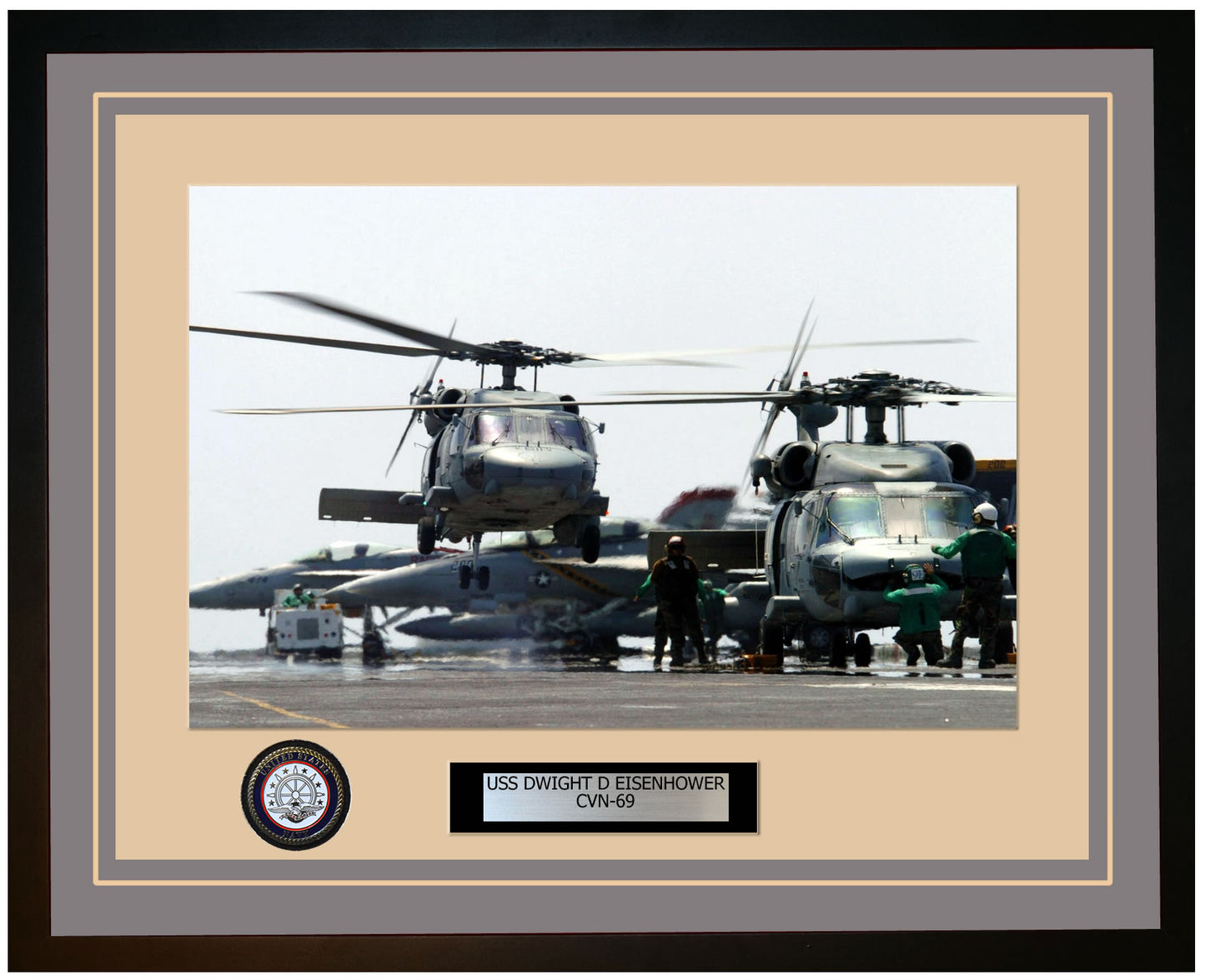 USS DWIGHT D EISENHOWER CVN-69 Framed Navy Ship Photo Grey