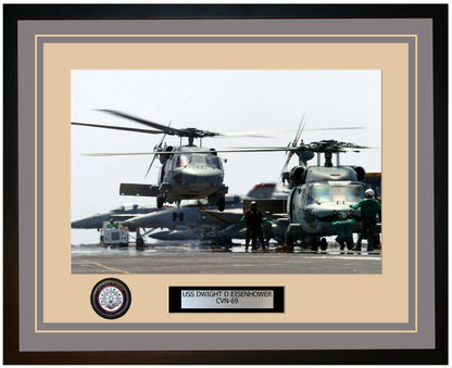 USS DWIGHT D EISENHOWER CVN-69 Framed Navy Ship Photo Grey