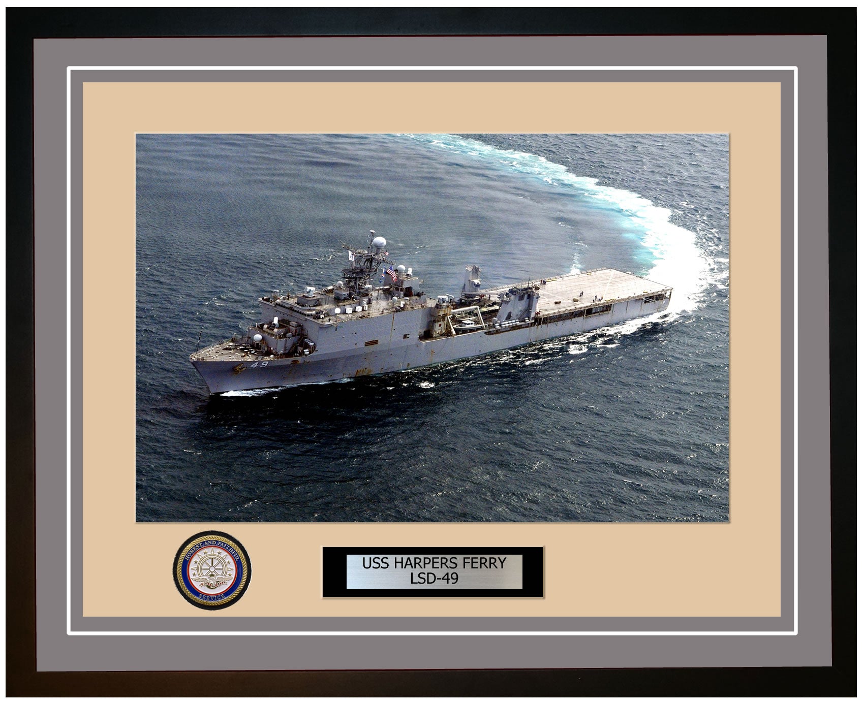USS Harpers Ferry LSD-49 Framed Navy Ship Photo Grey