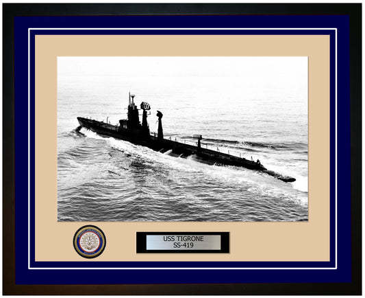 USS Tigrone SS-419 Framed Navy Ship Photo Blue