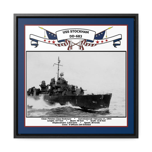 USS Stockham DD-683 Navy Floating Frame Photo Front View