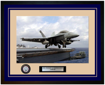 USS DWIGHT D EISENHOWER CVN-69 Framed Navy Ship Photo Blue