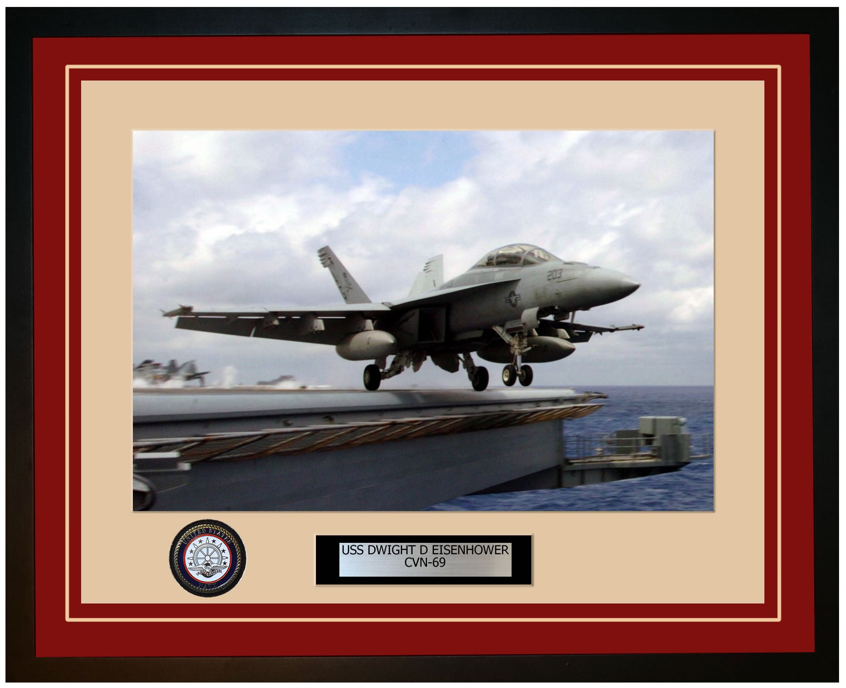 USS DWIGHT D EISENHOWER CVN-69 Framed Navy Ship Photo Burgundy