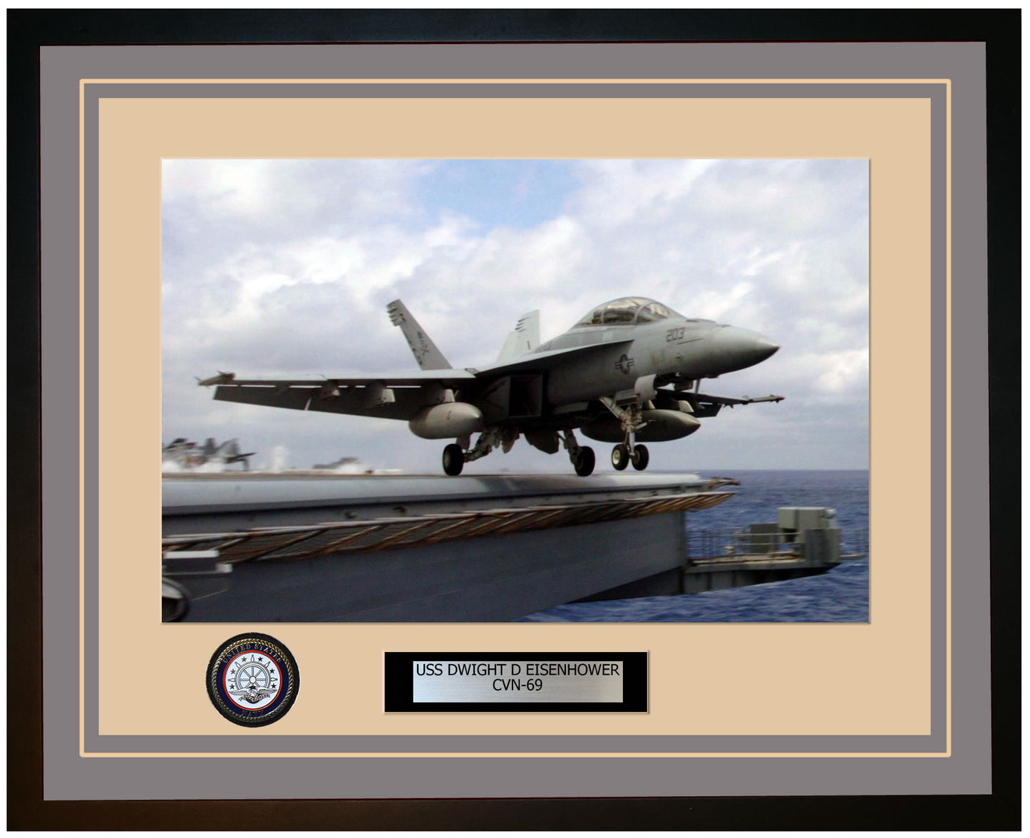 USS DWIGHT D EISENHOWER CVN-69 Framed Navy Ship Photo Grey