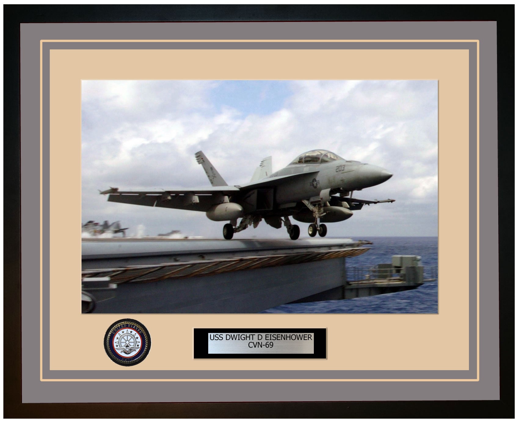 USS DWIGHT D EISENHOWER CVN-69 Framed Navy Ship Photo Grey