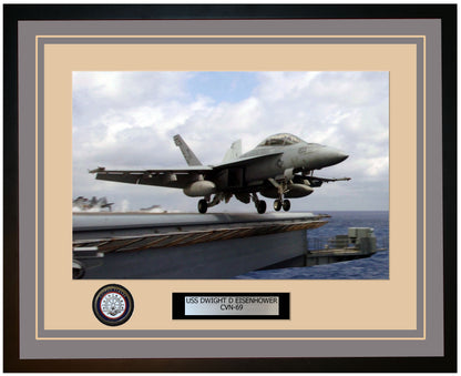 USS DWIGHT D EISENHOWER CVN-69 Framed Navy Ship Photo Grey
