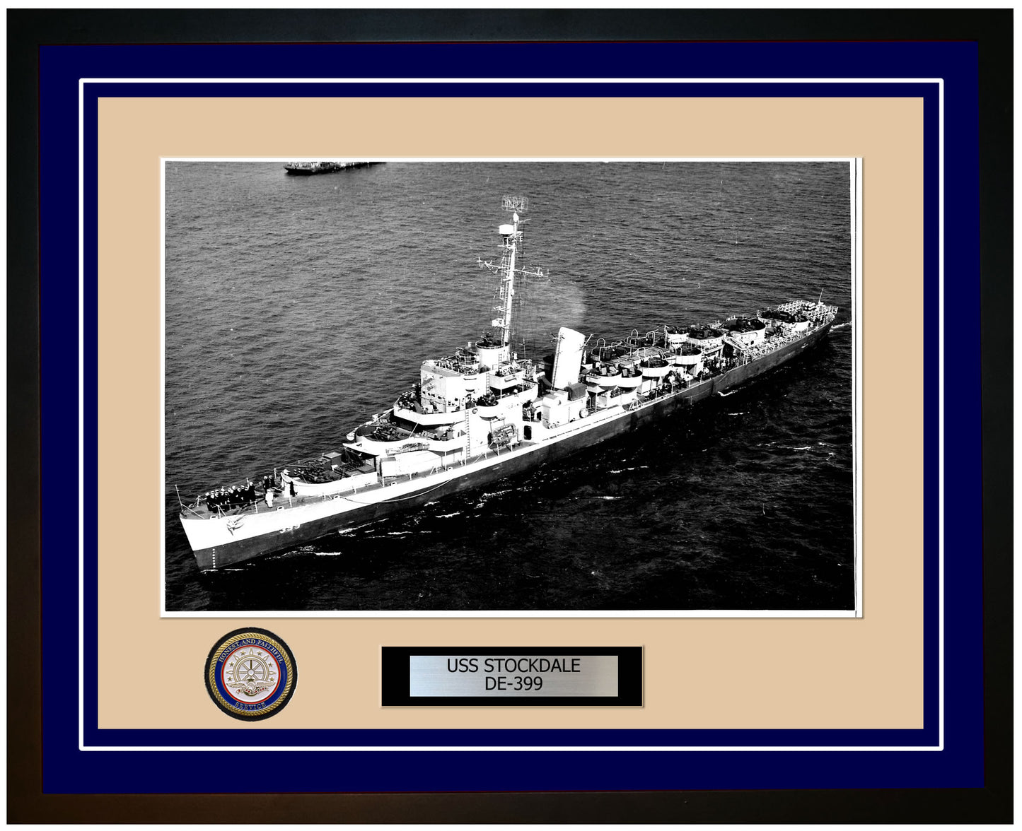 USS Stockdale DE-399 Framed Navy Ship Photo Blue