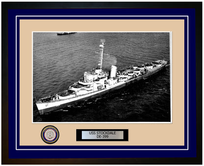 USS Stockdale DE-399 Framed Navy Ship Photo Blue