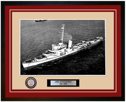 USS Stockdale DE-399 Framed Navy Ship Photo Burgundy