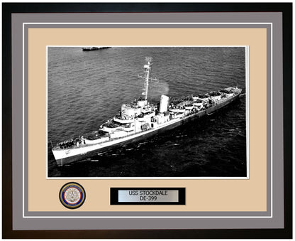 USS Stockdale DE-399 Framed Navy Ship Photo Grey
