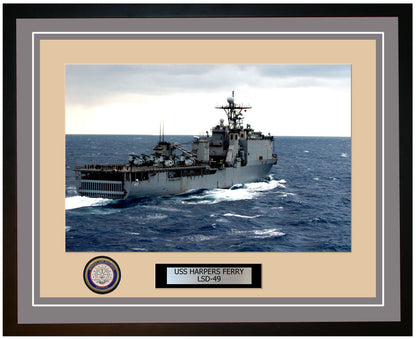 USS Harpers Ferry LSD-49 Framed Navy Ship Photo Grey