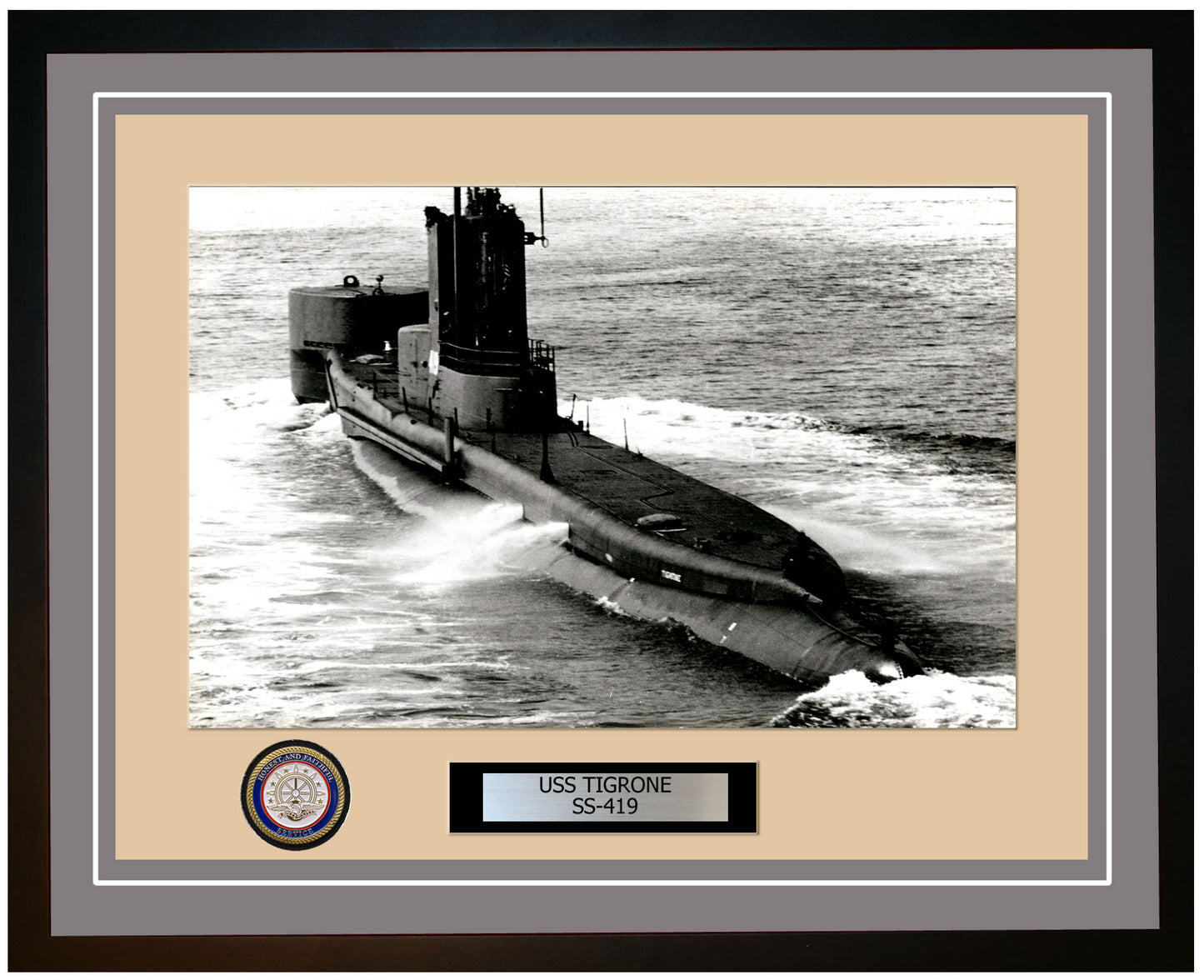 USS Tigrone SS-419 Framed Navy Ship Photo Grey