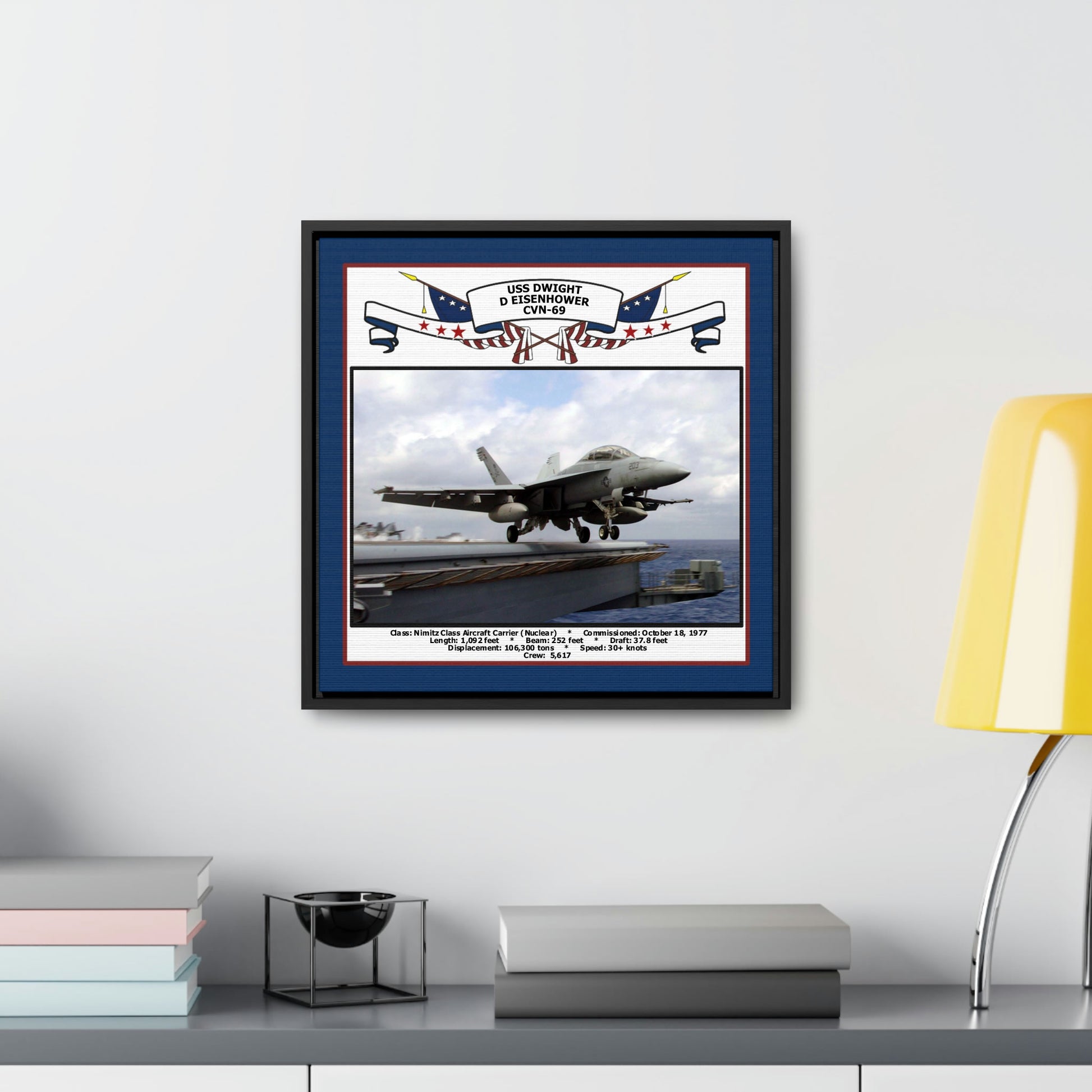 USS Dwight D Eisenhower CVN-69 Navy Floating Frame Photo Desk View