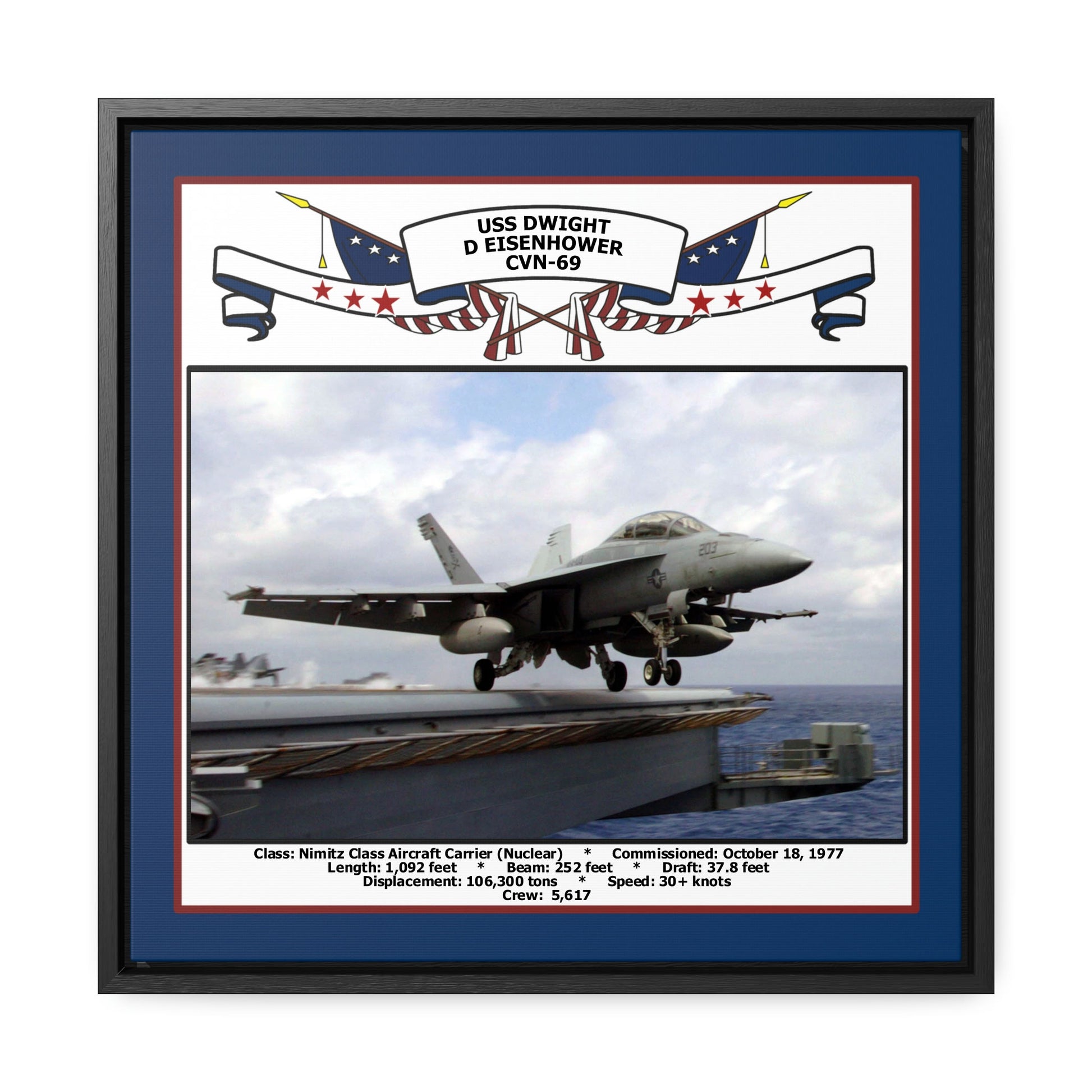 USS Dwight D Eisenhower CVN-69 Navy Floating Frame Photo Front View