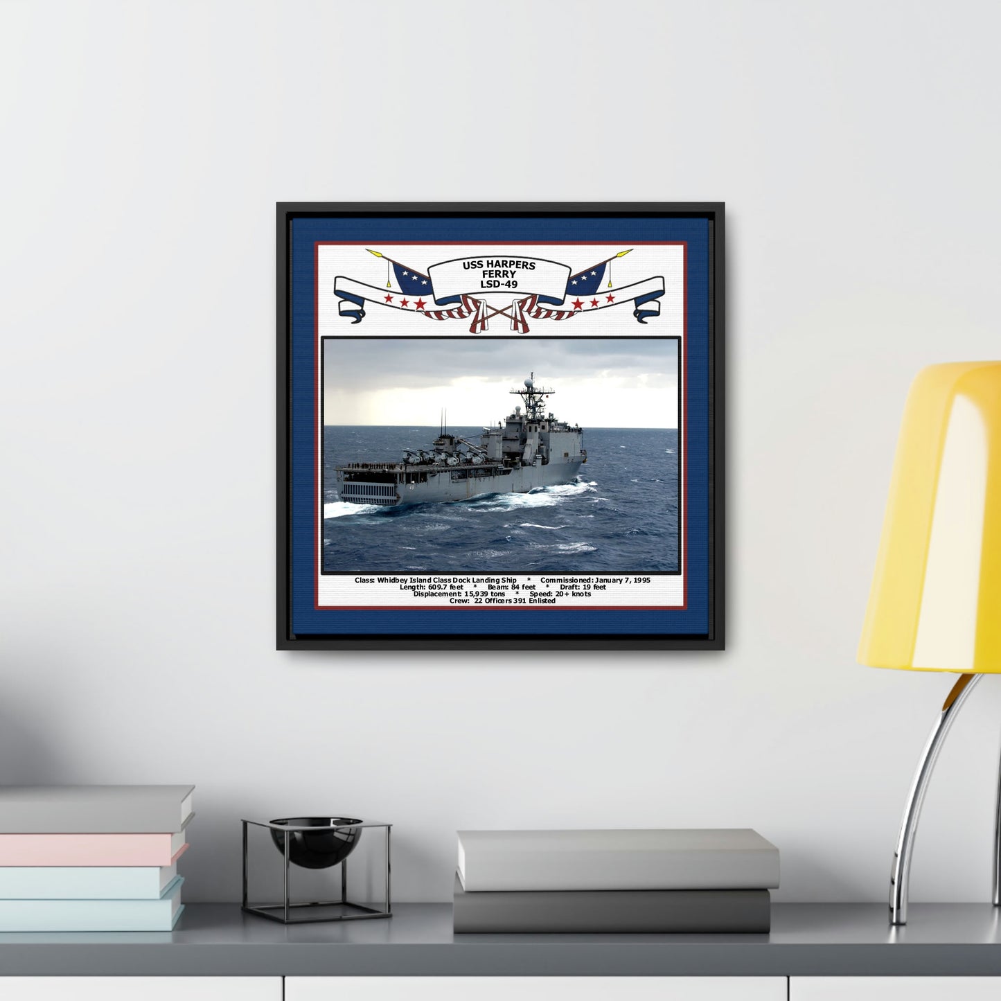 USS Harpers Ferry LSD-49 Navy Floating Frame Photo Desk View