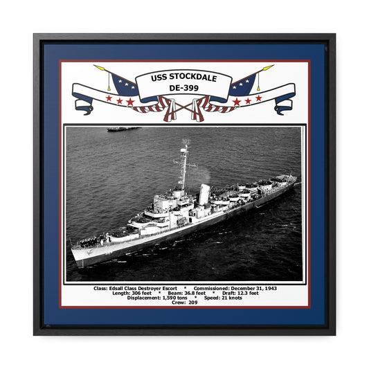 USS Stockdale DE-399 Navy Floating Frame Photo Front View