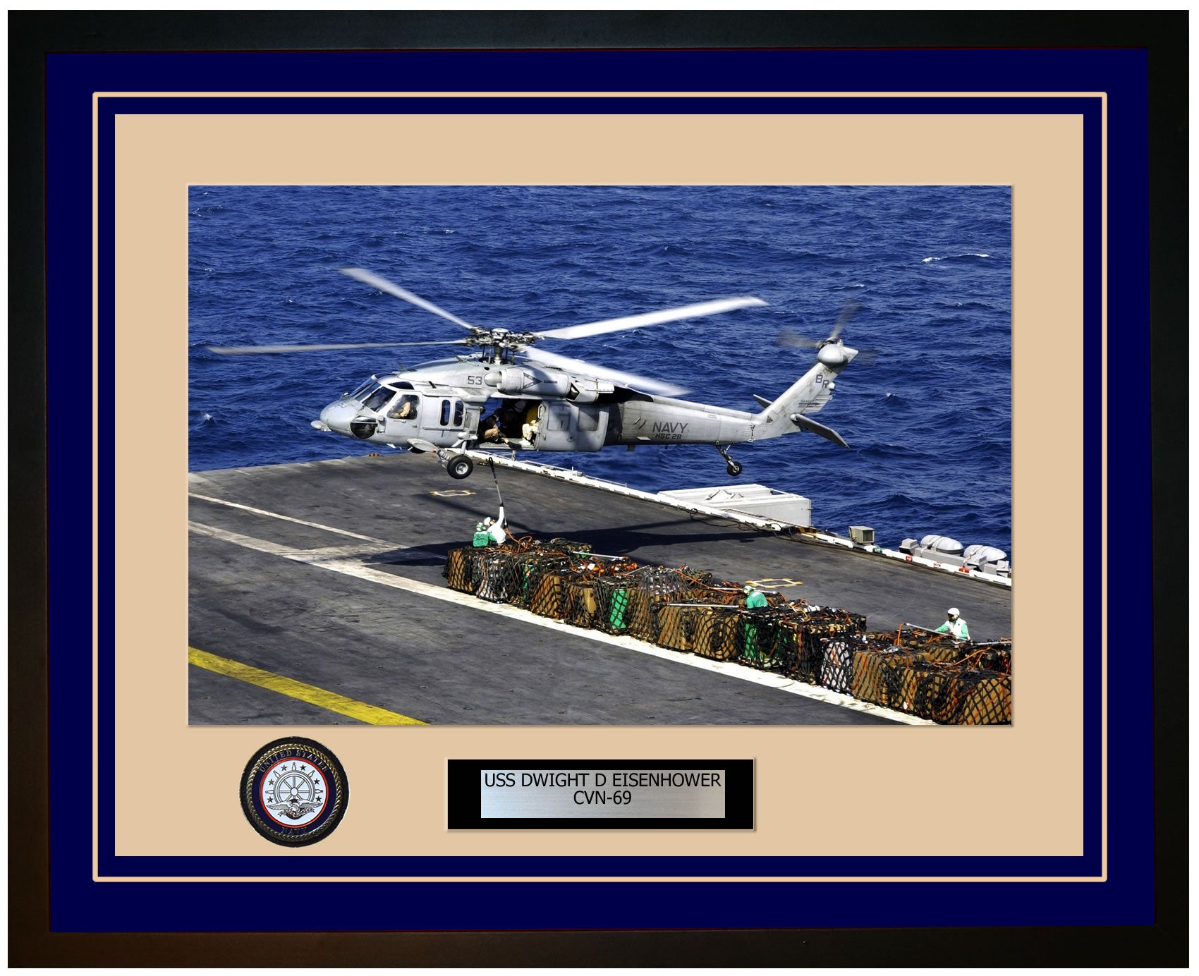USS DWIGHT D EISENHOWER CVN-69 Framed Navy Ship Photo Blue