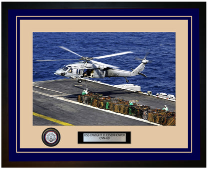 USS DWIGHT D EISENHOWER CVN-69 Framed Navy Ship Photo Blue