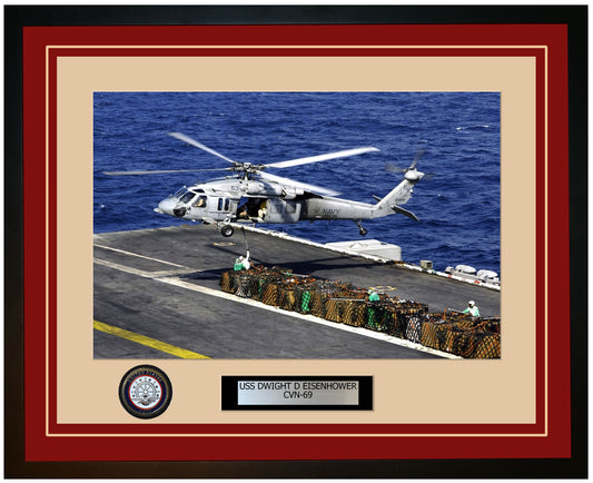 USS DWIGHT D EISENHOWER CVN-69 Framed Navy Ship Photo Burgundy