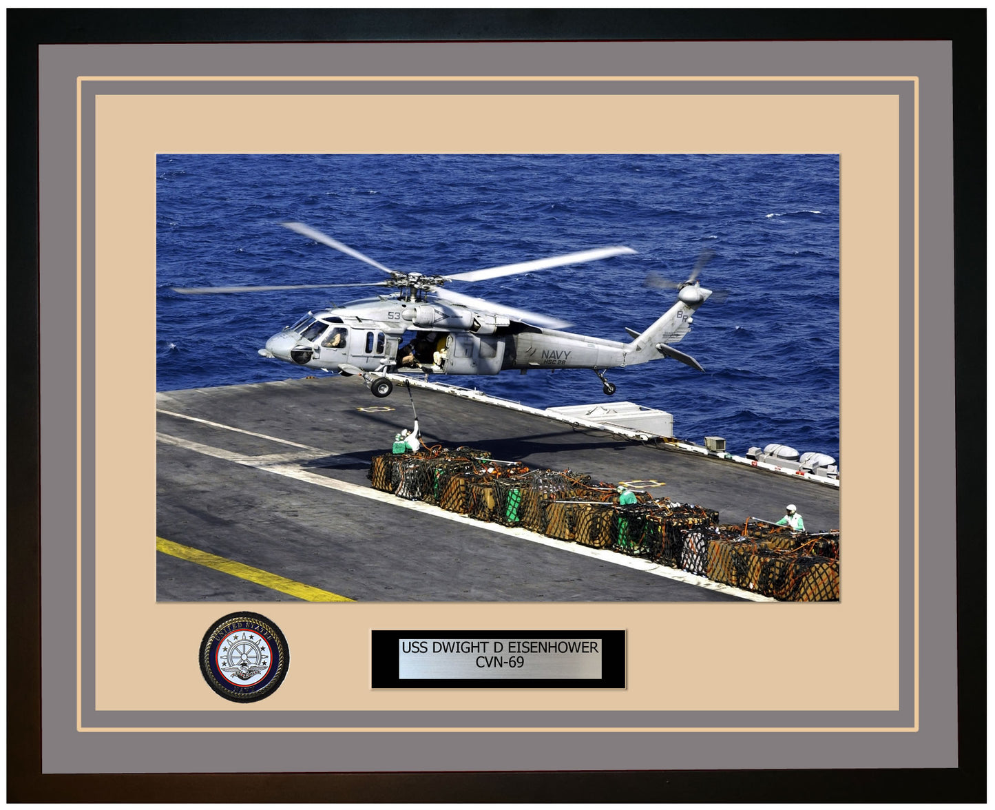USS DWIGHT D EISENHOWER CVN-69 Framed Navy Ship Photo Grey
