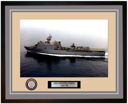 USS Harpers Ferry LSD-49 Framed Navy Ship Photo Grey