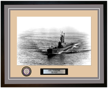 USS Tigrone SS-419 Framed Navy Ship Photo Grey